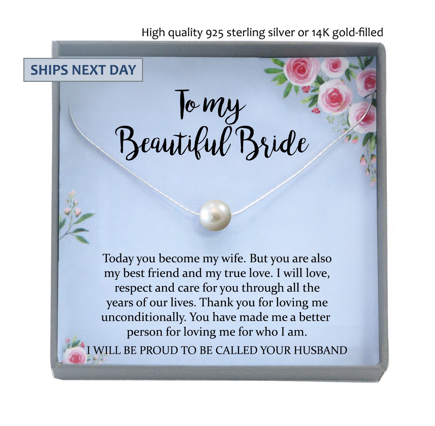 Wedding Day Gift for bride from Groom, To my Beautiful Bride Gift from Groom to Bride Gift Wedding Day