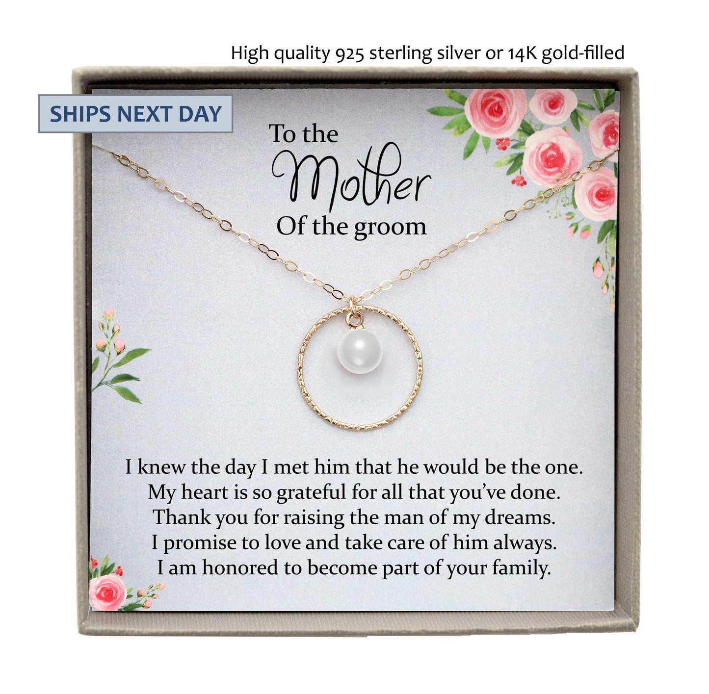 Mother of the Groom Necklace from Bride, Mother of the Groom Gift From Bride, Gift for Mother of the Groom Gift from bride to mother in law