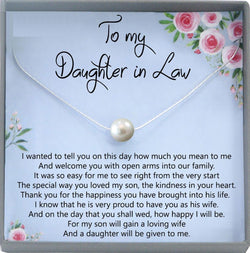 Daughter-In-Law Gift Necklace: Wedding Gift, Jewelry From Mother-In Law, Gift for Bride Single Pearl Necklace
