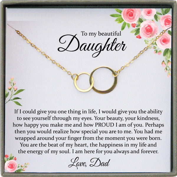 Daughter Gift from Dad Daughter Gifts, Gift from Dad, Father Daughter Gift Dad to Daughter Necklace Personalized with Message Card