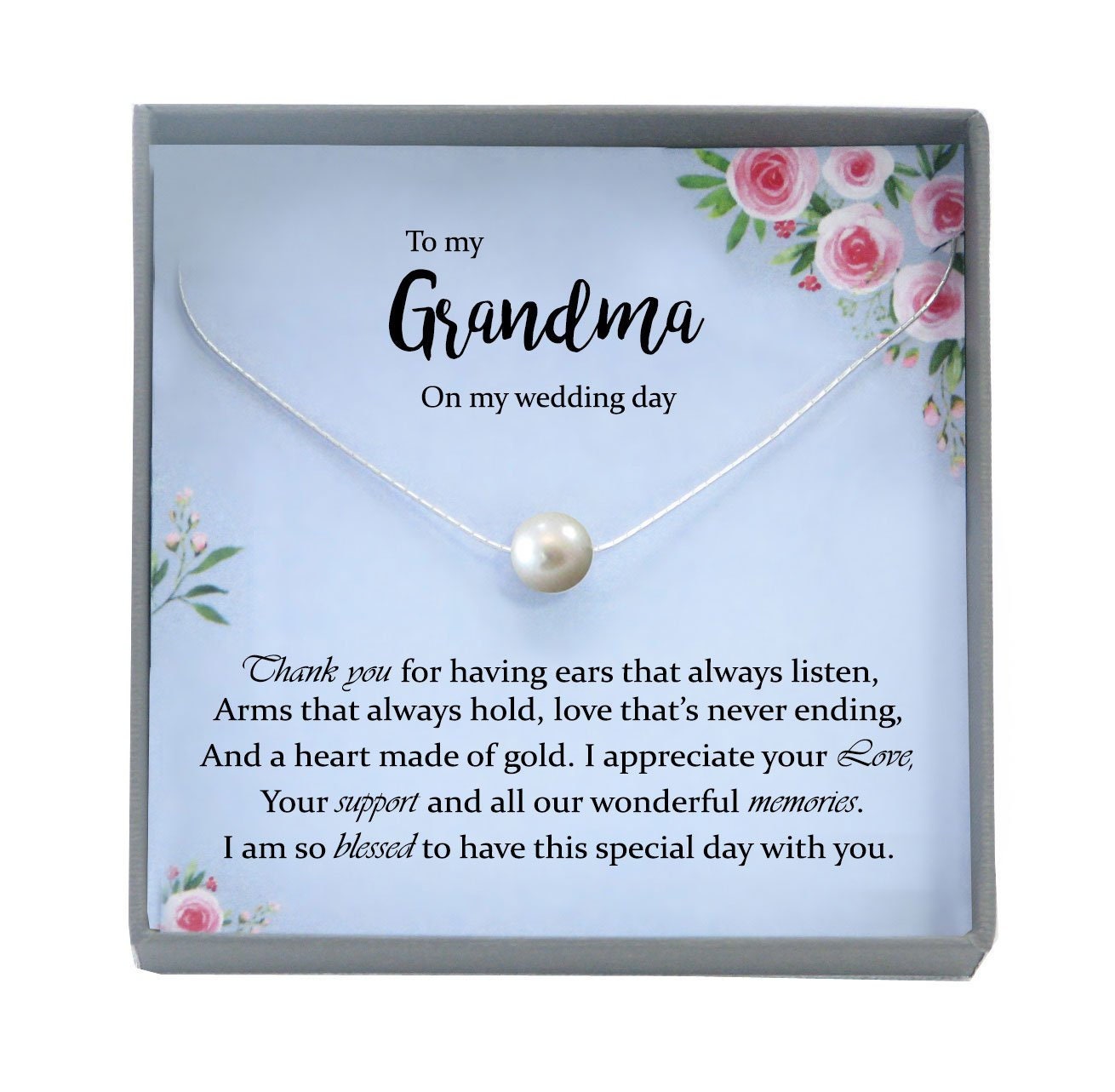 Grandmother of the Groom Gift Necklace, Grandma Wedding Gift, Thank You Gift, Nana, Bridal Shower, Rehearsal Dinner, single pearl Necklace