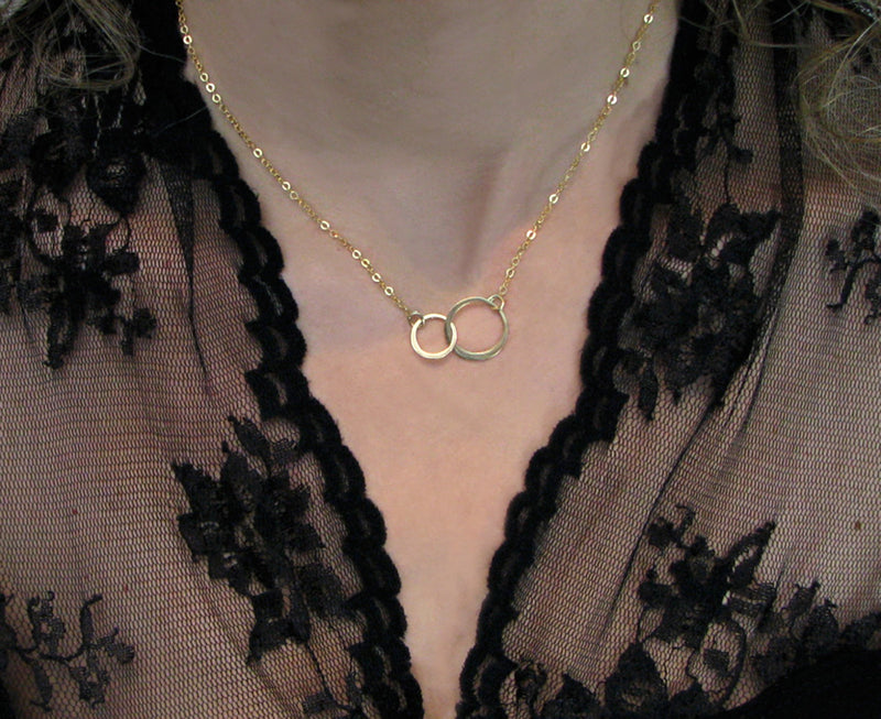 Interlocking Circle Necklace Gold Eternity Necklace Infinity Necklace Entwined Circle Double Circle Necklace Two circle necklace 2 Circles