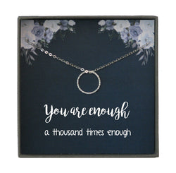Silver Circle Necklace, Silver Karma Necklace, You are enough gift, I am enough Dainty Necklaces for women, Affirmation, Self Love