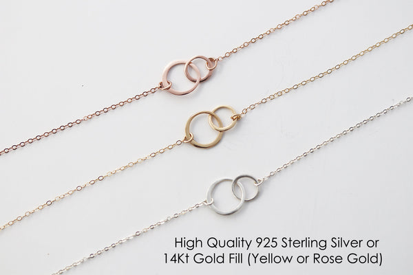 Funny Mothers Day Gift Funny Mom Gifts Funny Gift for Mom Necklace, 2 interlocking circles Necklace 925 Sterling Silver 14K Gold Filled Rose