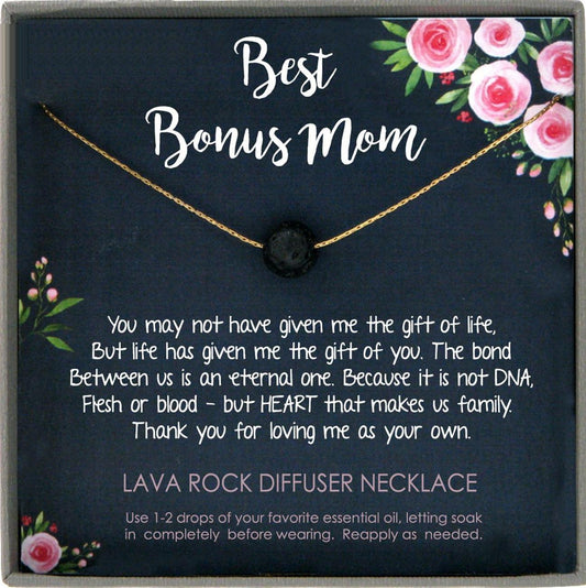 Bonus Mom Gift Necklace: Oil Diffuser Necklace, Diffuser Jewelry, Aromatherapy Necklace, Lava stone necklace, lava stone Diffuser Necklace