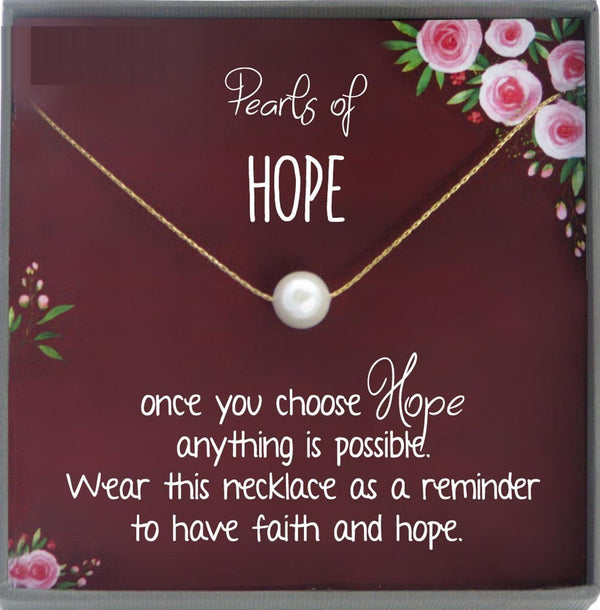 Hope Necklace, Encouragement gift, Infertility necklace Inspirational gift Miscarriage gift Pearls of hope Jewelry Inspirational Necklace
