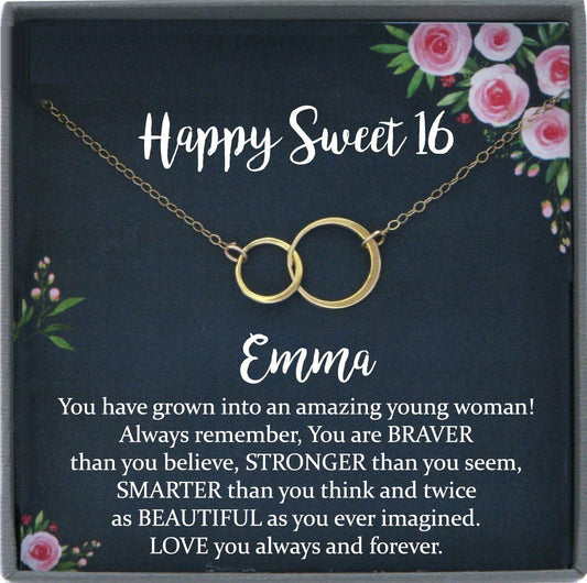 Sweet 16 gift, 16th birthday gift girl necklace, sweet 16 necklace, gift for 16 year old girl