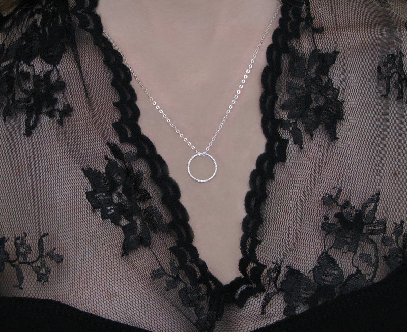 Silver Circle Necklace Silver Eternity Necklace Silver Necklaces for Women Simple Everyday Necklace