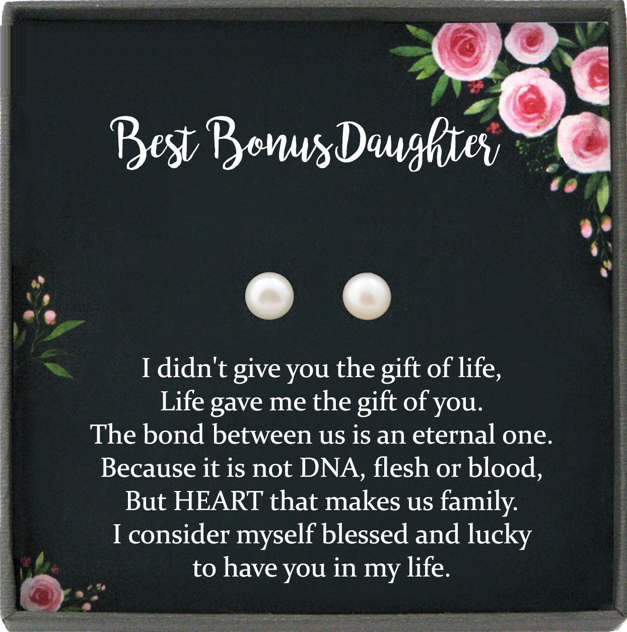Bonus Daughter Gift, Step Daughter Gift, Step Daughter Birthday, Daughter in Law Gift, Pearl stud earrings sterling silver