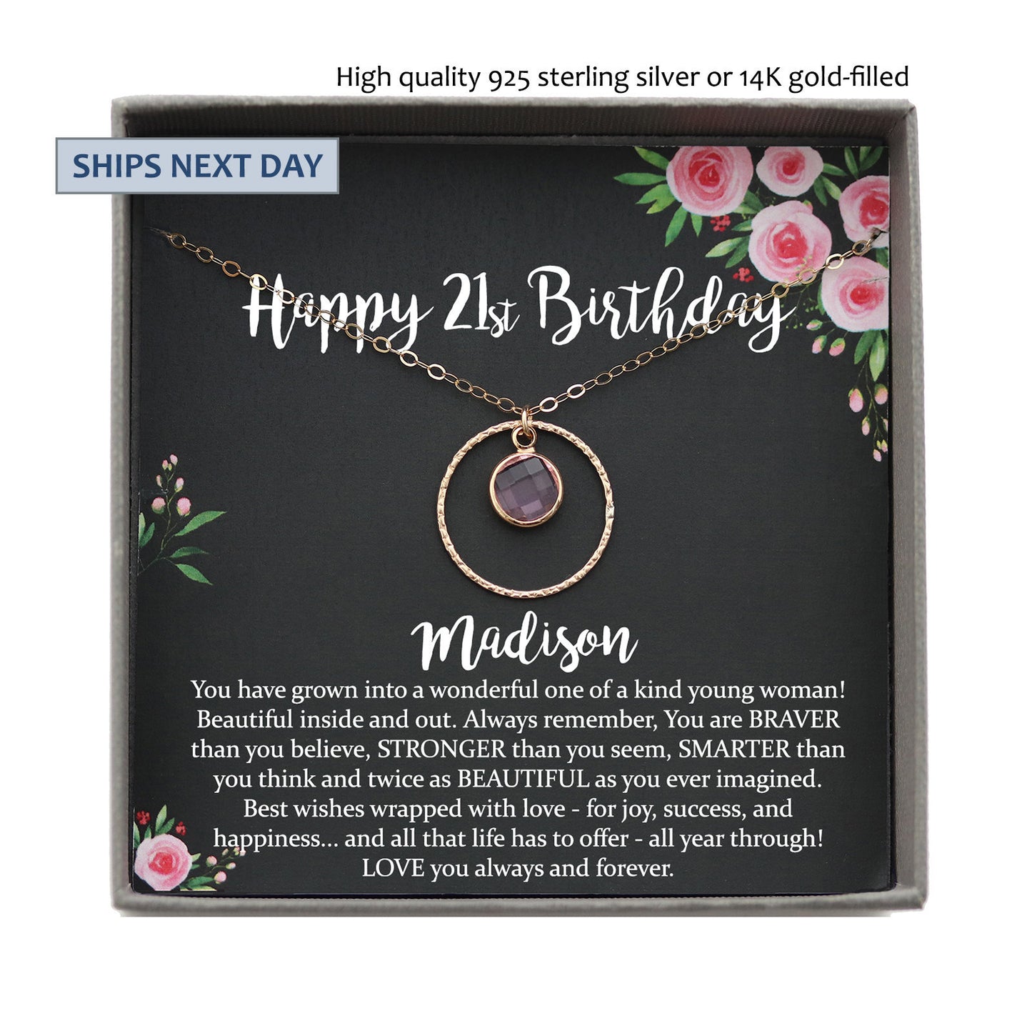 Personalized 21st Birthday Gift for her Jewelry, Birthstone Necklace, Birthday Gift ideas gift for 21st birthday girl twenty first birthday