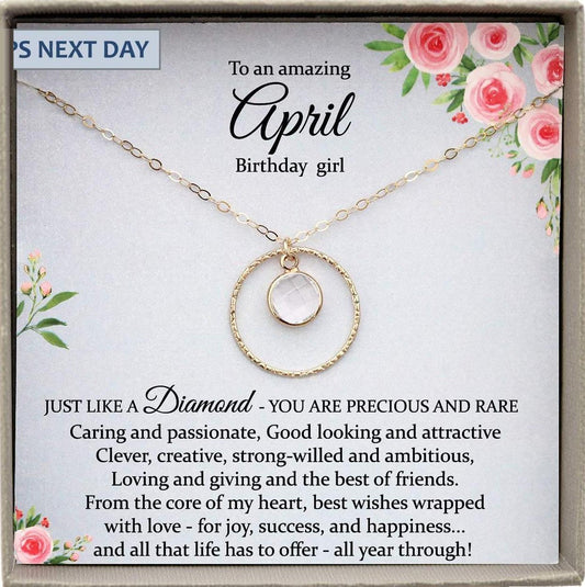 April Birthday Gifts, April Birthstone Necklace, April Necklace, Swarovski Crystal Necklace Clear, Birthday Gifts for Her