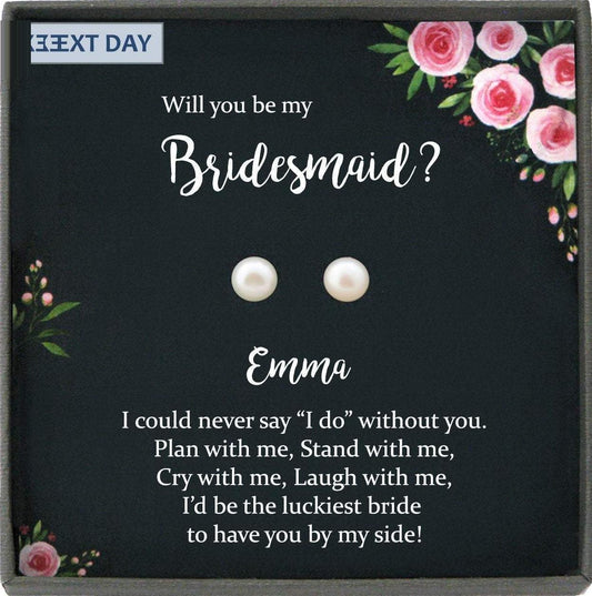 Bridesmaid Proposal Gift, Will You Be My Bridesmaid Gift, Bridesmaid Proposal Box, Pearl Earrings