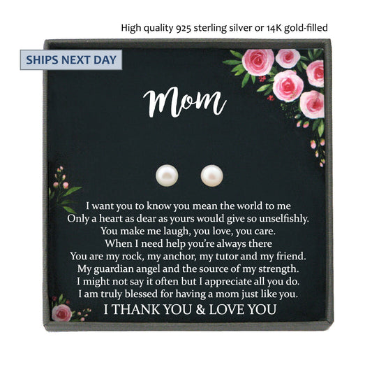 Mother of the Bride Earrings, Mother of the Bride Gifts for mom from daughter, earrings for mom, Pearl stud earrings sterling silver