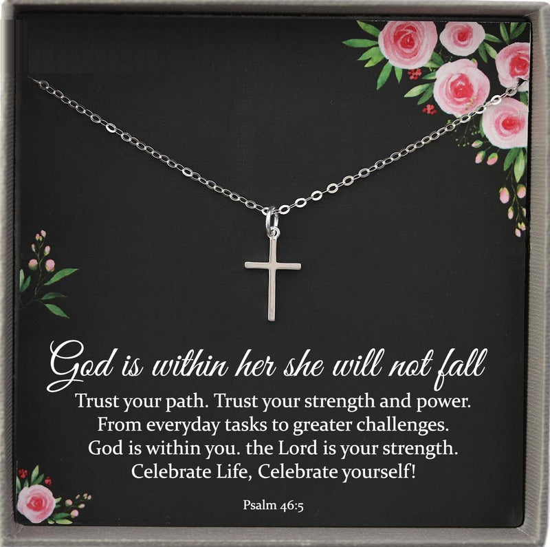 God is within her she will not fall necklace, Recovery gifts, Inspirational Gifts for friend, Psalm 46 5 Necklace, Cancer survivor gift