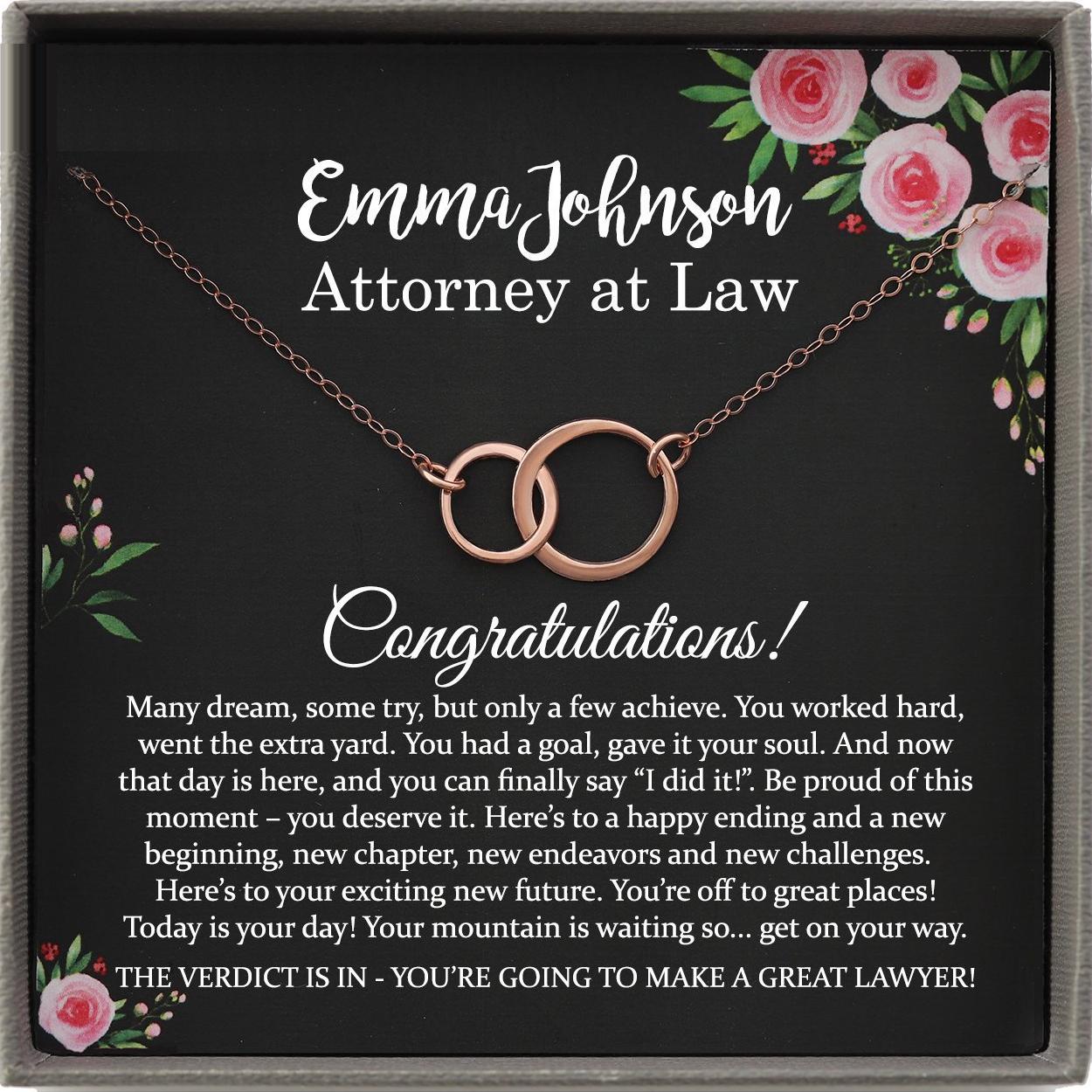 Law School Graduation Gift for Her, Personalized graduation Gift Necklace, Custom Graduation Gift for New Attorney at law