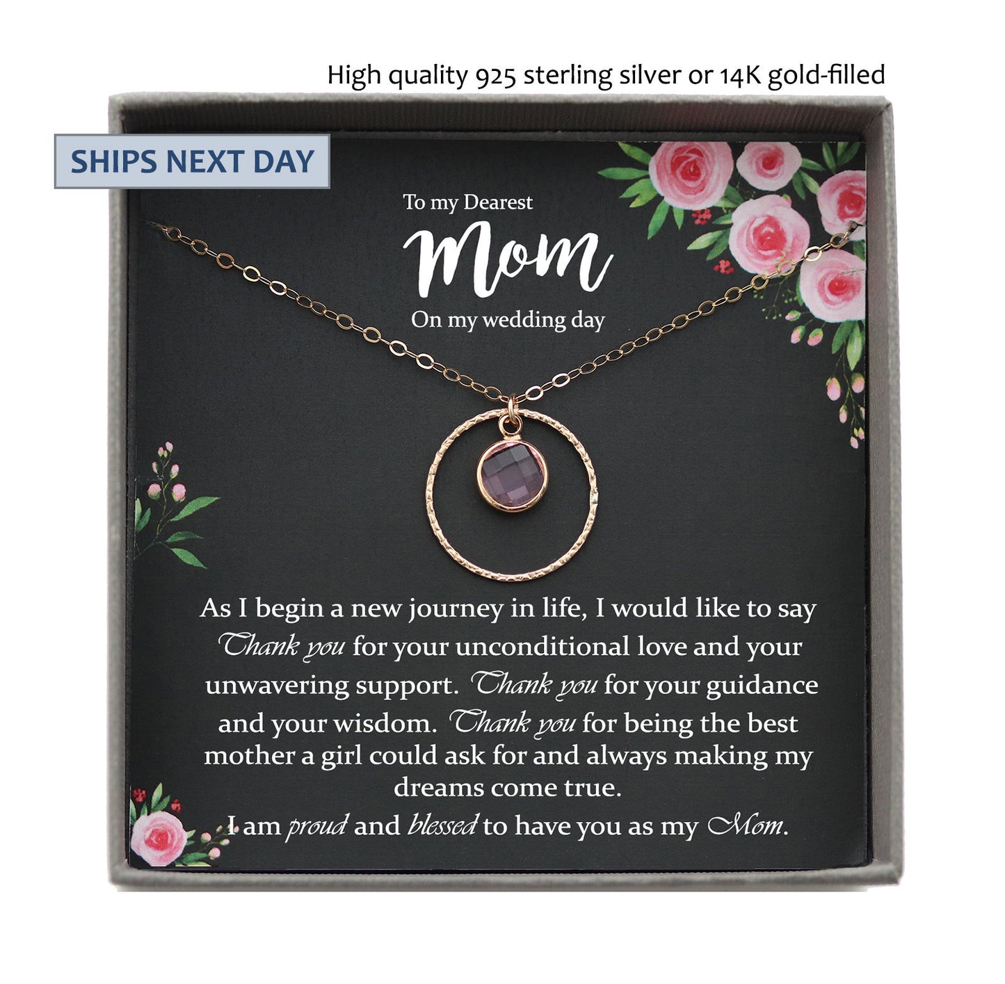 Mother of the Bride Gift from Daughter Mother of the Bride Necklace from Bride Eternity Necklace Mom of Bride Gift To Mom from Bride
