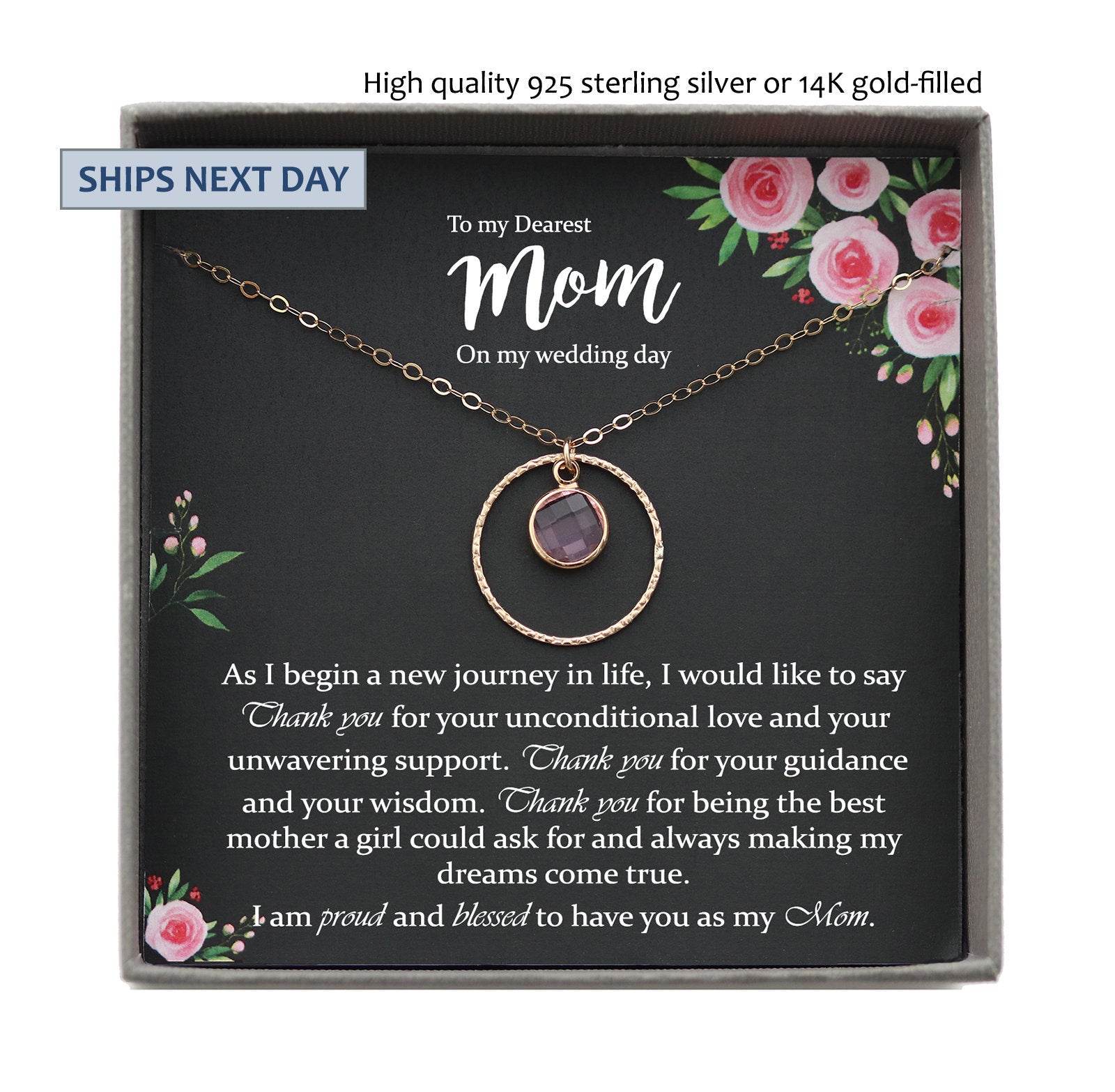 Mother of the Bride Gift from Daughter Mother of the Bride Necklace from Bride Eternity Necklace Mom of Bride Gift To Mom from Bride