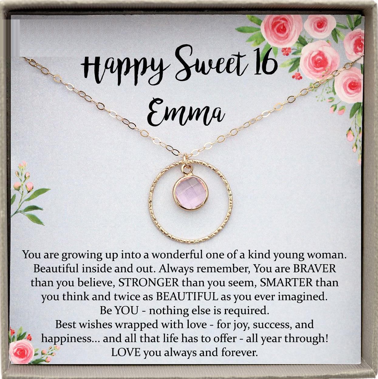 Sweet 16 gift, 16th birthday gift girl necklace, sweet 16 necklace, gift for 16 year old girl