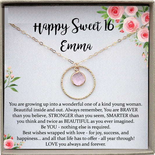 Sweet 16 gift, 16th birthday gift girl necklace, sweet 16 necklace, gift for 16 year old girl