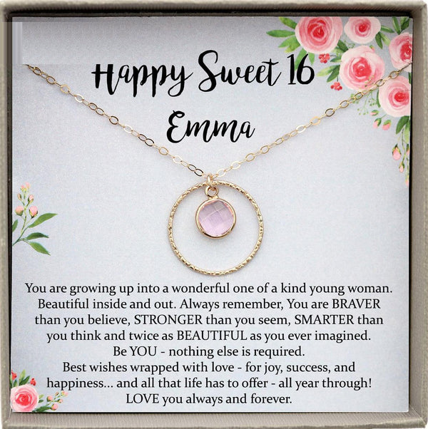 Sweet 16 gift, 16th birthday gift girl necklace, sweet 16 necklace, gift for 16 year old girl