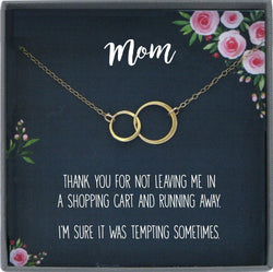 Funny Mothers Day Gift Funny Mom Gifts Funny Gift for Mom Necklace, 2 interlocking circles Necklace 925 Sterling Silver 14K Gold Filled Rose