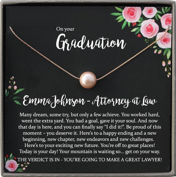 Law School Graduation Gift for Her, Personalized graduation Gift Necklace, Custom Graduation Gift for New Attorney at law