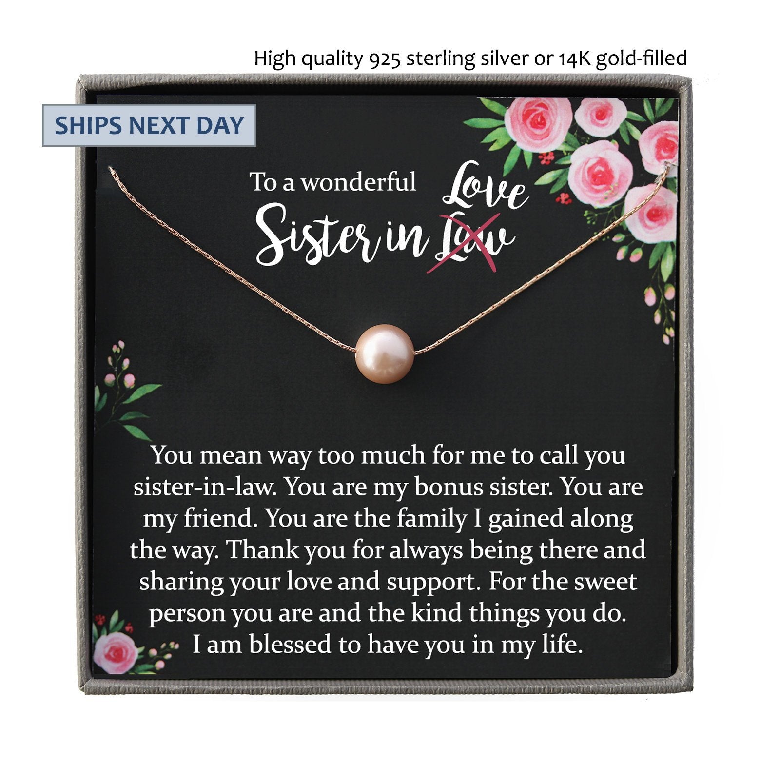 Sister in Law Necklace Sister-in-Law Birthday Gift for Sister in Law Gift from Bride best sister in law ever
