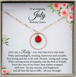 July Birthstone Necklace, Ruby Necklaces for Women