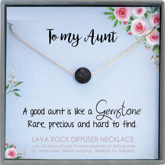 Aunt Gift Necklace: Essential Oil Diffuser Necklace Lava stone Necklace, Diffuser Jewelry Aromatherapy Necklace Lava Stone Diffuser Necklace