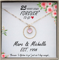 25th Wedding Anniversary Gift Silver Anniversary necklace personalized 25th anniversary gift ideas