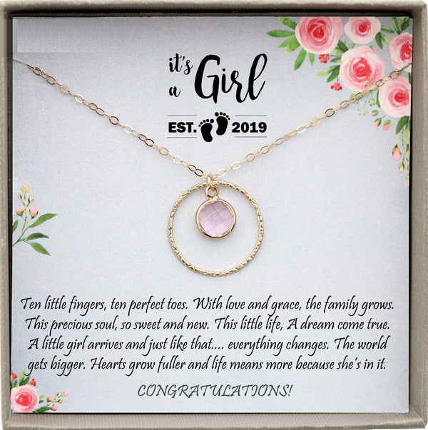 New Baby Girl Gift, First Time Mom Gift for New Mom Necklace Birthstone, Baby Girl Gift Ideas