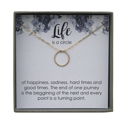 Gold Circle Necklace, Gold Karma Necklace, Eternity Necklace, Dainty