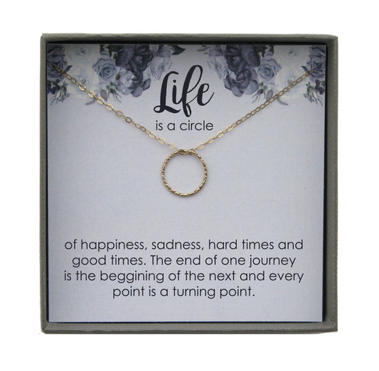 Gold Circle Necklace, Gold Karma Necklace, Eternity Necklace, Dainty