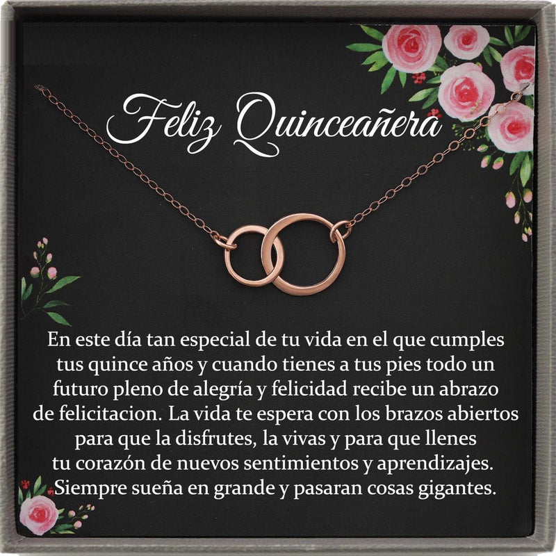 Quinceañera gift Necklace, Quinceañera Jewelry, Sweet Fifteen Gifts, Regalos Para Quinceañera, Quince Años, Collar, 2 Linked Circles