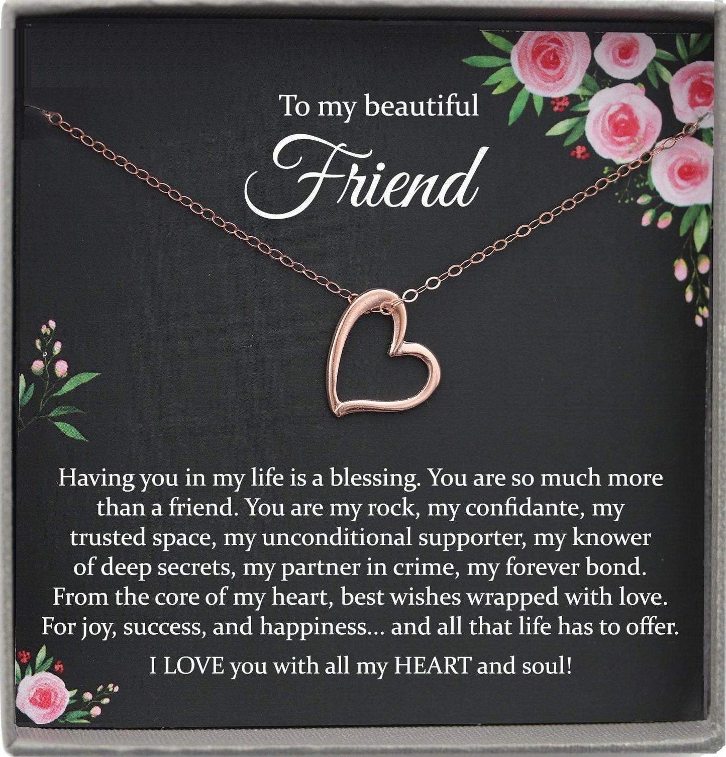 Friendship Gift Necklace,Best Friend Necklace, Jewelry Gift, Gift for Her, Best Friend Gift, BFF Gift, Gift for Women, Heart Necklace