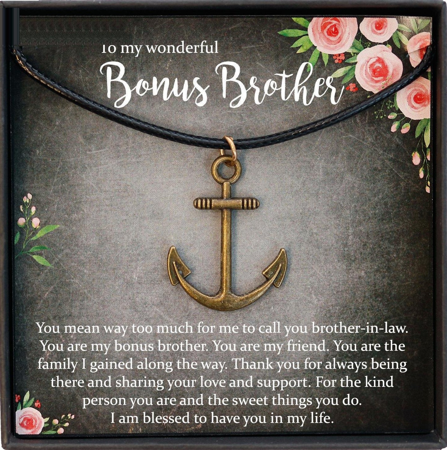 Brother in Law Gift Christmas, Bonus Brother, Brother in Law Wedding Gift, Anchor Necklace Men