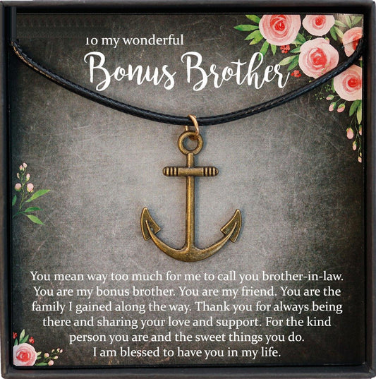 Brother in Law Gift Christmas, Bonus Brother, Brother in Law Wedding Gift, Anchor Necklace Men