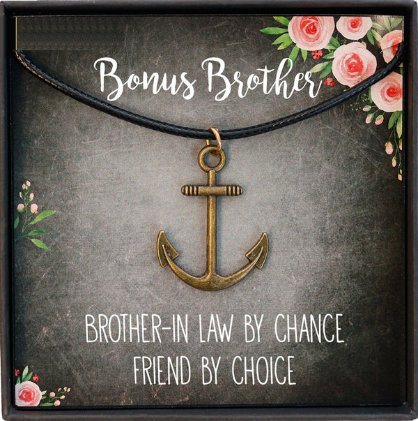 Brother in Law Gift Christmas, Bonus Brother, Brother in Law Wedding Gift, Anchor Necklace Men