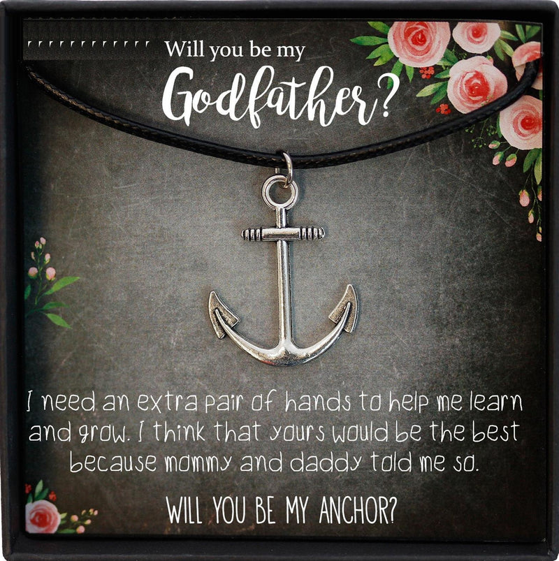 Will you be my Godfather Proposal Gift, Godparent Proposal, Anchor Necklace Men
