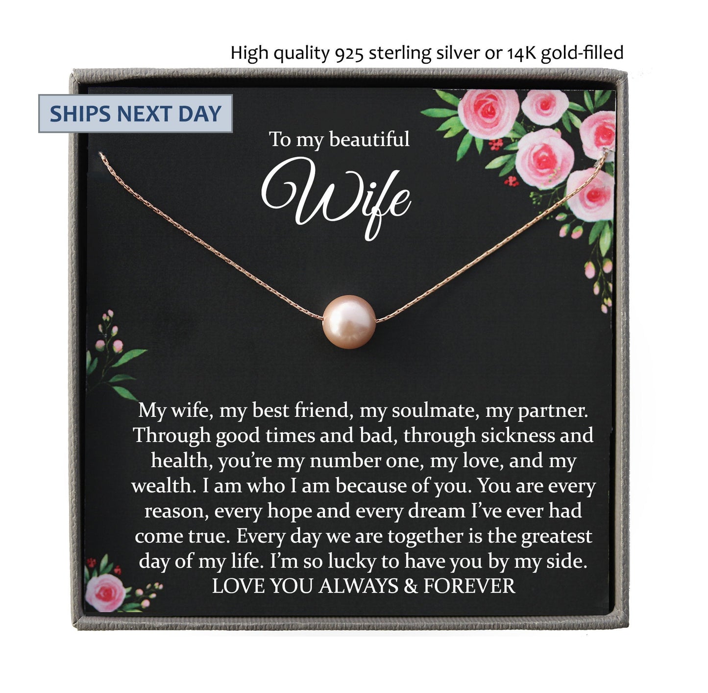 Wife Gift for Wife Birthday Gift, Wife Necklace Wife Christmas Gift from Husband to Wife Gift ideas
