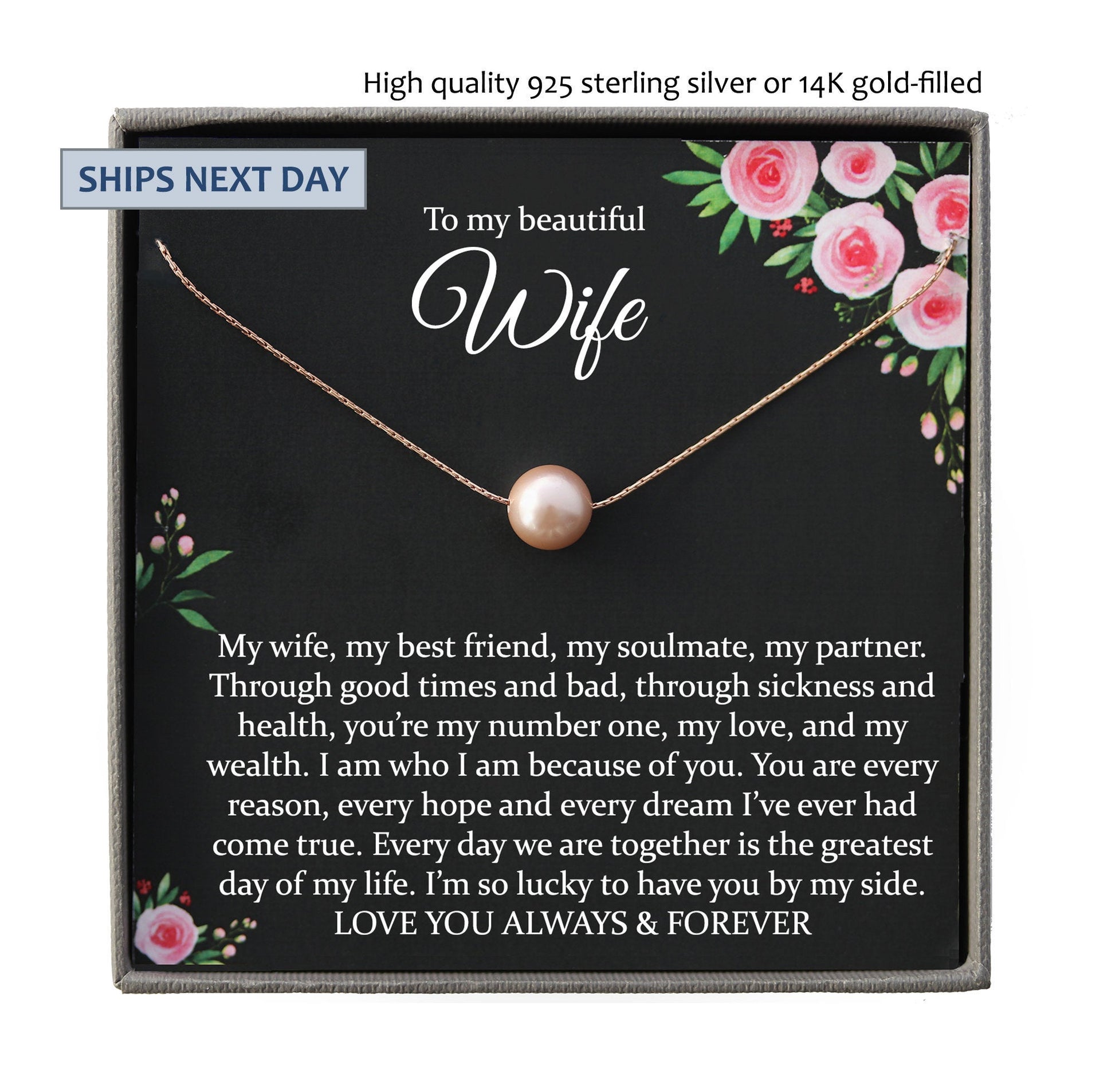 Wife Gift for Wife Birthday Gift, Wife Necklace Wife Christmas Gift from Husband to Wife Gift ideas
