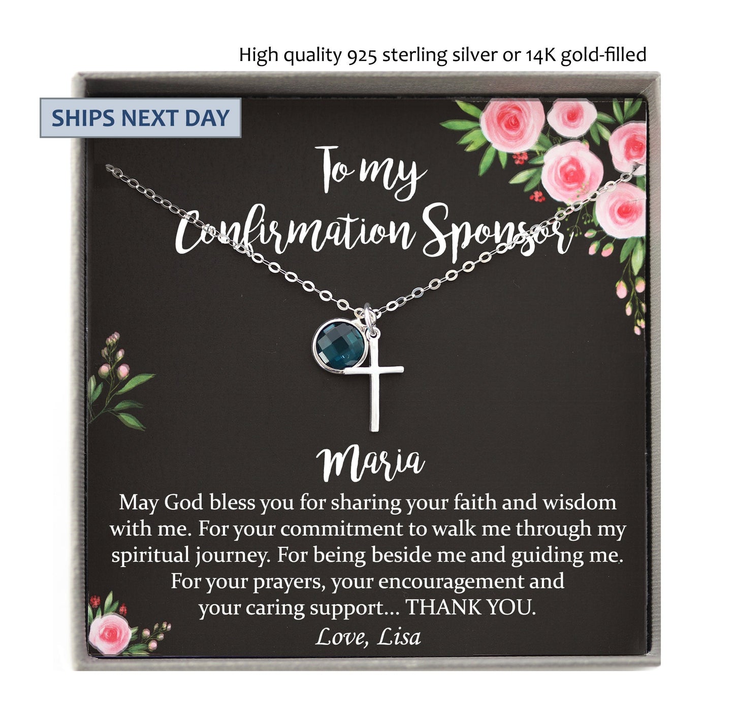 Confirmation Sponsor Gift for Women, Catholic Sponsor Gifts for Sponsors
