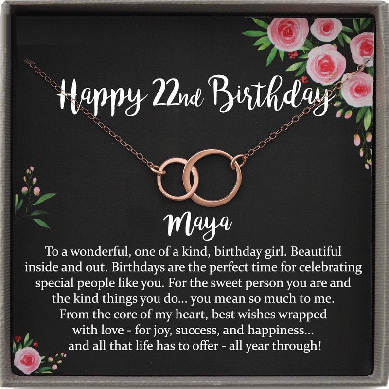 22nd Birthday Gift Necklace, Twenty two birthday gift ideas, Jewlery Gift For Her, 2 Interlocking Circles