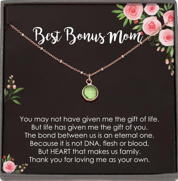 Bonus Mom Gift for Step Mother Gift from Bride, step mom gift for stepmom necklace, step mom wedding gift, Birthstone Necklace