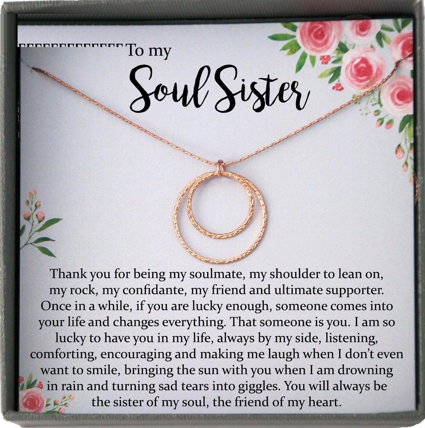 Soul Sister Gift, Best Friend Necklace Soul Sister Necklace Best Friend Gift Thank You Gift for Friend Best Friend Birthday Gift
