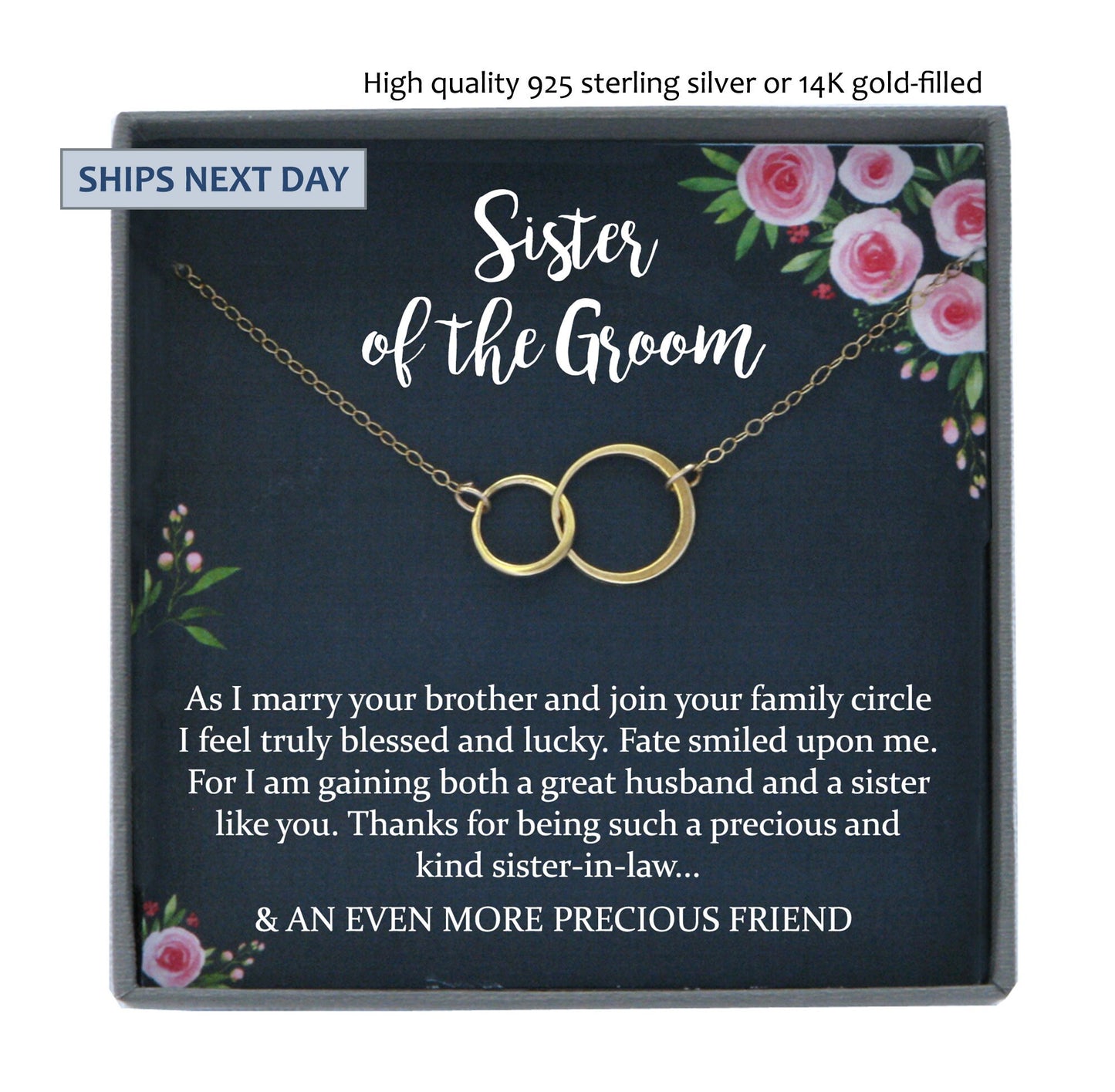Sister of the Groom Gift from Bride Sister in Law Wedding Gift from Bride to Sister in Law Gift to Sister in Law Necklace Gift Necklace