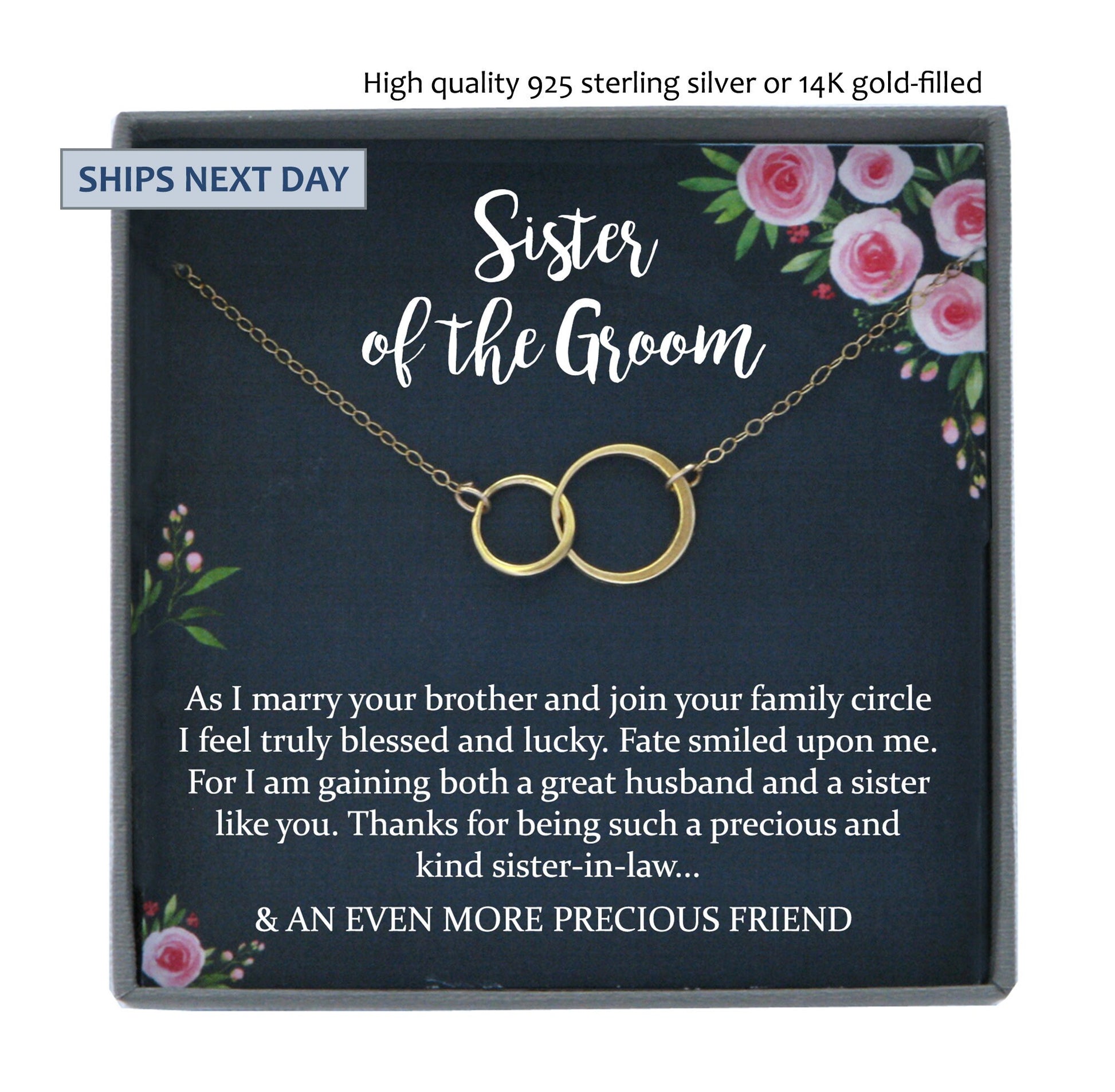 Sister of the Groom Gift from Bride Sister in Law Wedding Gift from Bride to Sister in Law Gift to Sister in Law Necklace Gift Necklace