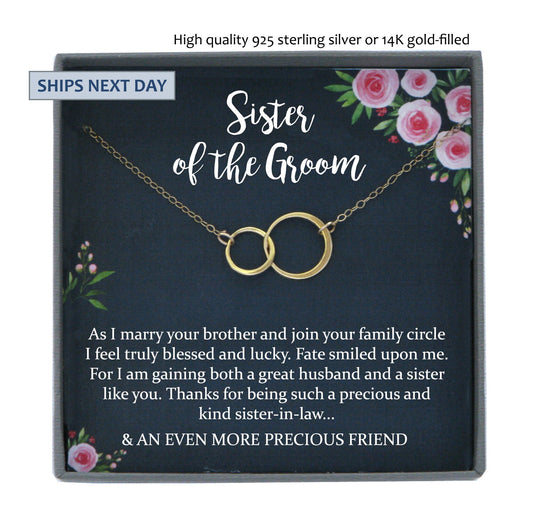 Sister of the Groom Gift from Bride Sister in Law Wedding Gift from Bride to Sister in Law Gift to Sister in Law Necklace Gift Necklace
