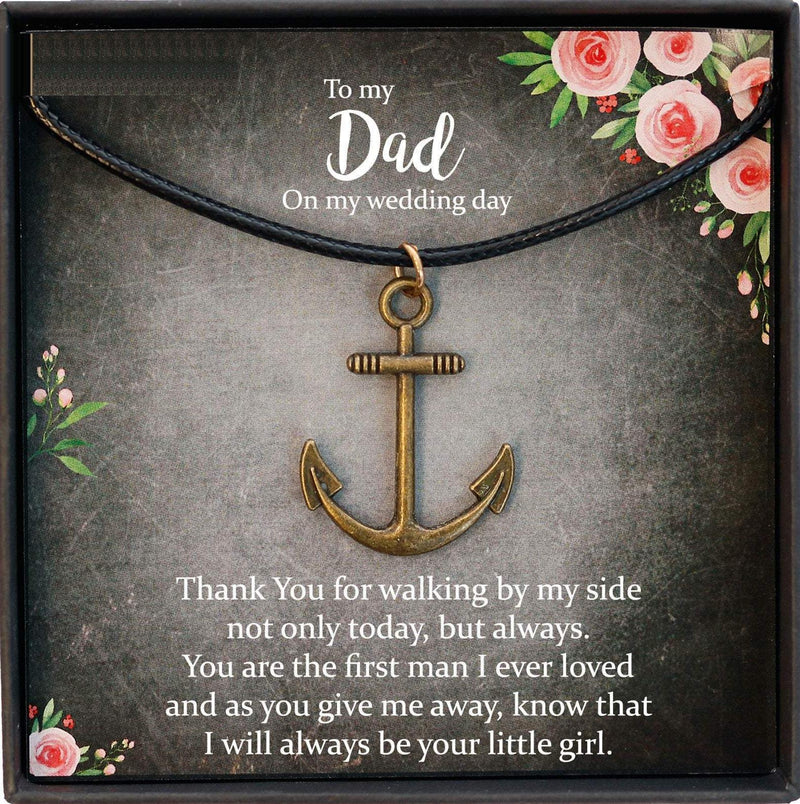 Dad Gift from Daughter Wedding, Father of the Bride Gift from Bride, Dad Gift Wedding, Anchor Necklace Men