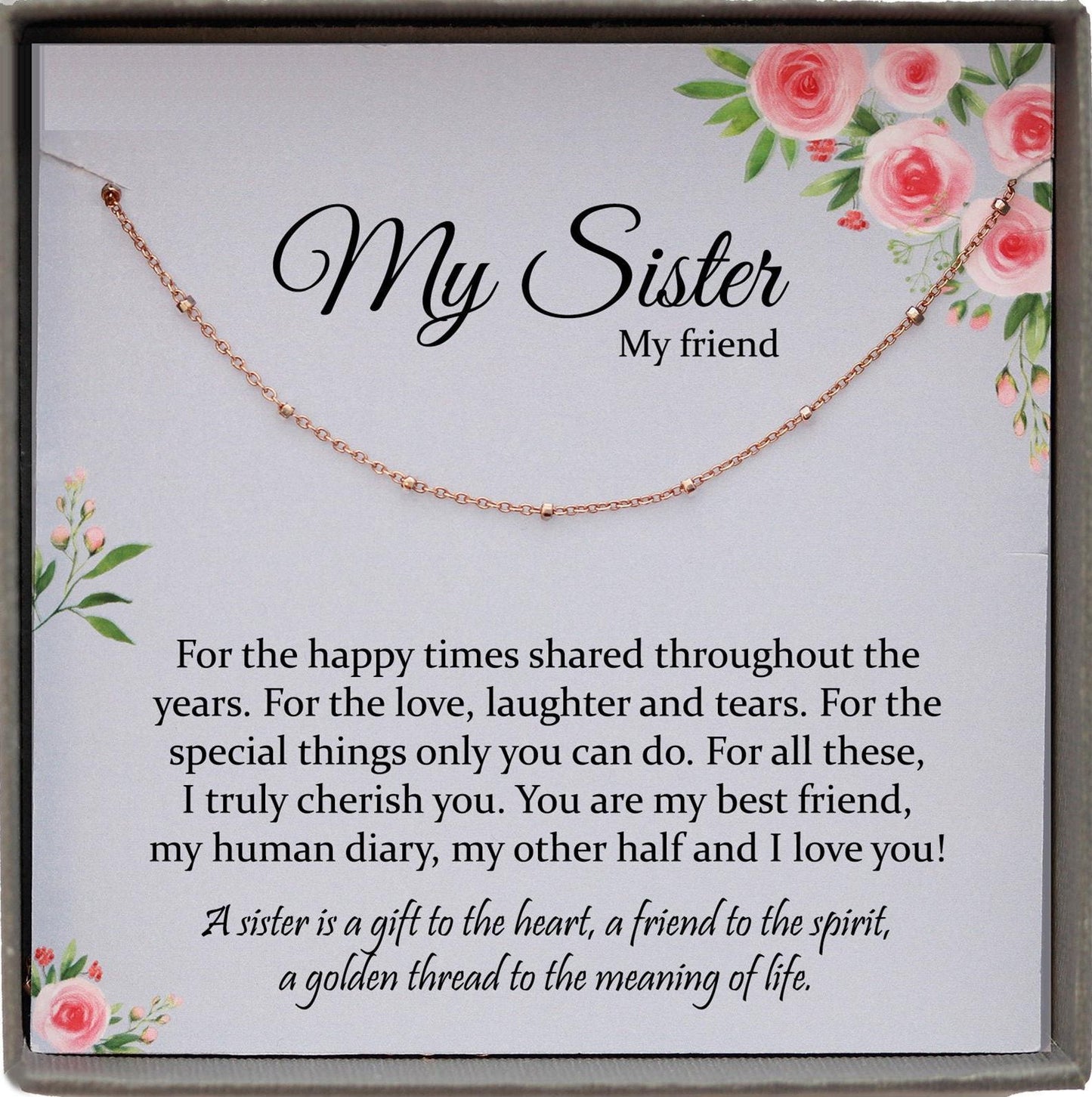 Gift for Sister Gift Ideas Christmas, Big Sister Gift, Sister Necklace, Sister Birthday Gift, Satellite Chain Necklace